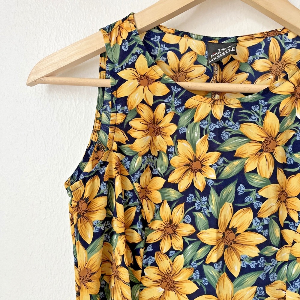 90s My Michelle yellow floral tank summer dress grunge y2k friends M boho
